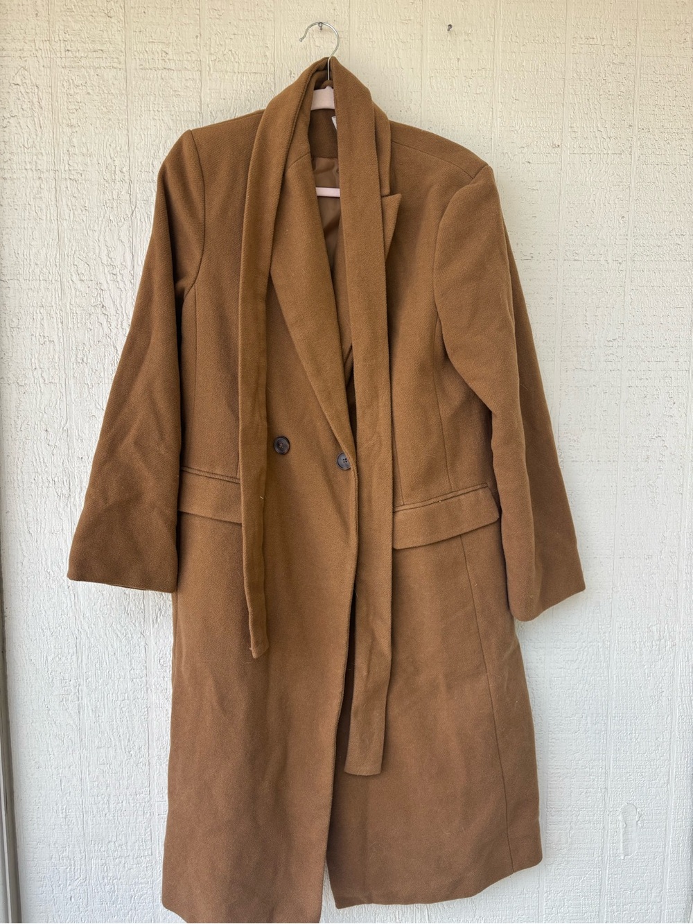 Target Camel Brown Long Trench Coat with Tie Scarf